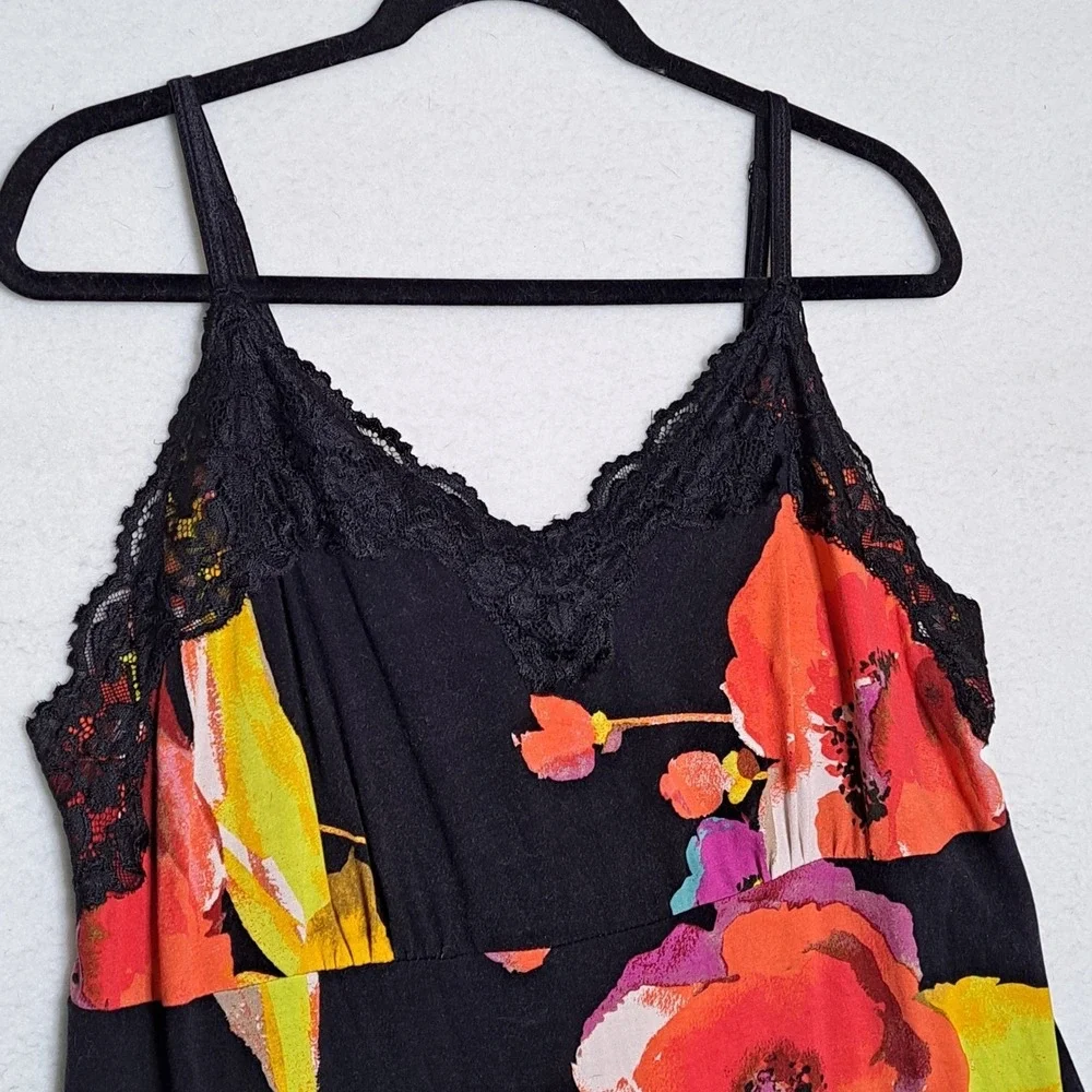 Lane Bryant Cami Womens 18 20 Black Floral Lace Trim V Neck Sleeveless Tank Top - Picture 7 of 13